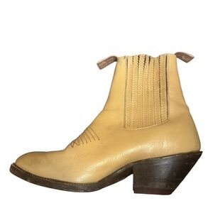 7 SIETE LEGUAS Tan Cowboy Boots Roper Western 8W Leather Handcrafted Mexican EUC